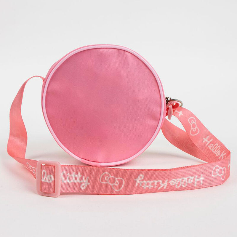 Bolso redondo rosa 3D de Hello Kitty con rayas blancas - 2