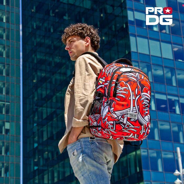 Mochila PRO DG roja con estampado de zapatillas - 6
