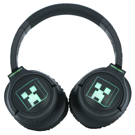 Auriculares inalámbricos Minecraft negros con detalles pixelados verdes y LED - 5