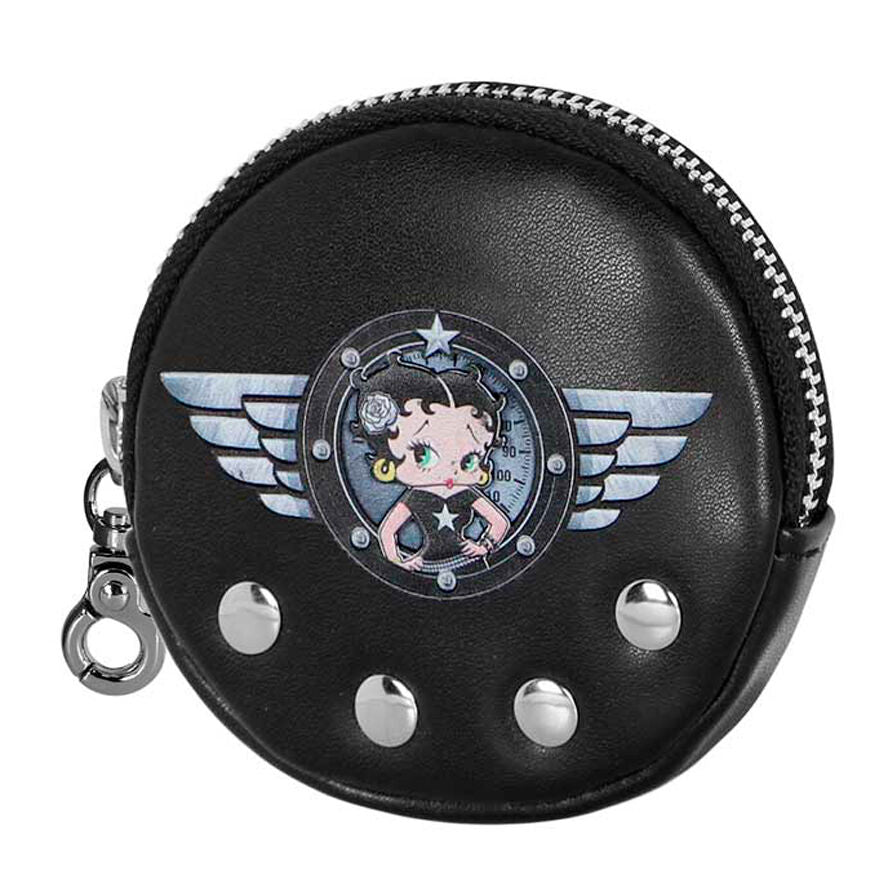 Monedero negro Love de Betty Boop con alas y enganche metálico - 3