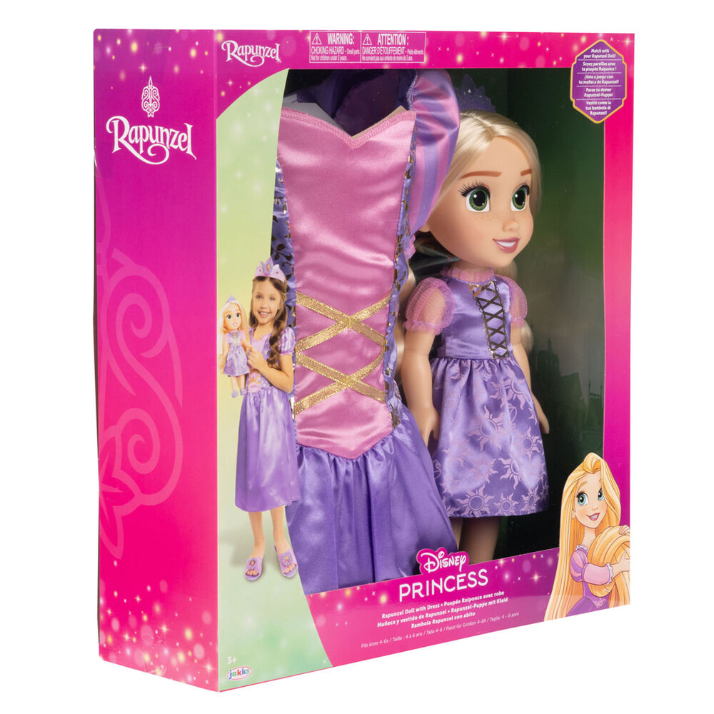 Muñeca Rapunzel Disney de 38 cm con vestido morado y disfraz a juego - 4