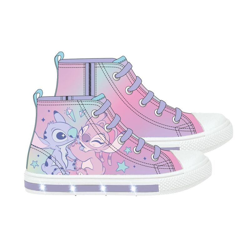 Zapatillas de loneta Stitch Disney rosas y lilas con luces