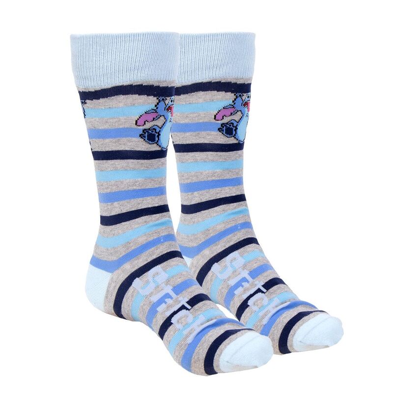 Set de tres pares de calcetines Stitch Disney en tonos azules con estuche decorado - 5