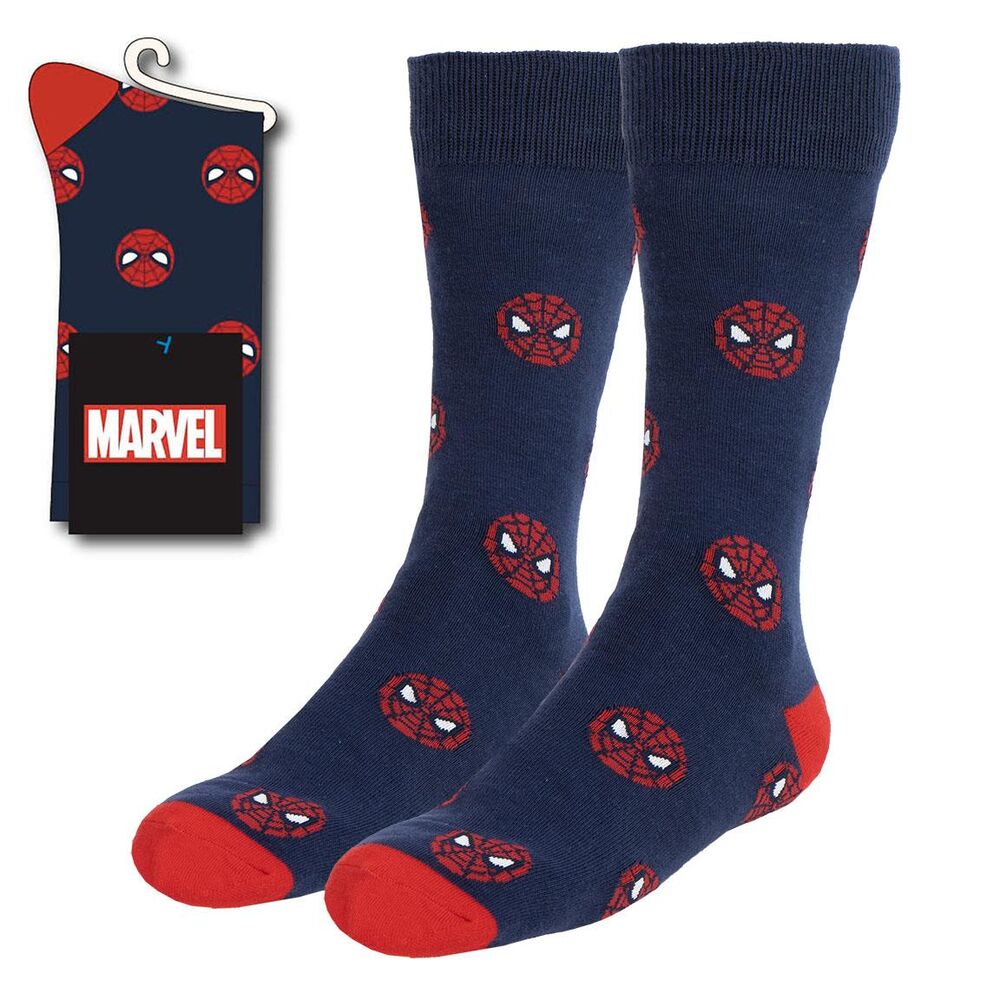 Calcetines azul marino de Spider-Man Marvel con detalles rojos