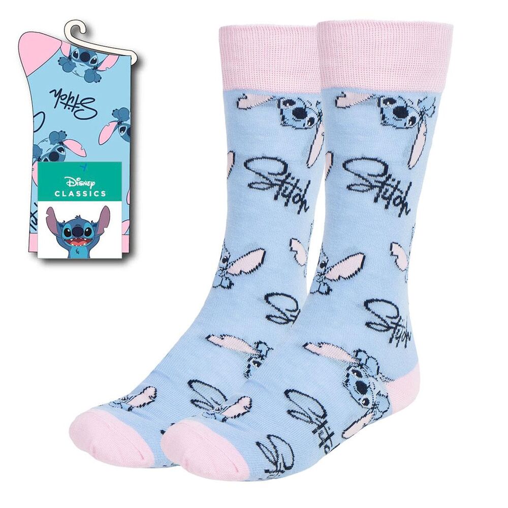 Calcetines Disney Stitch azules y rosas para adulto