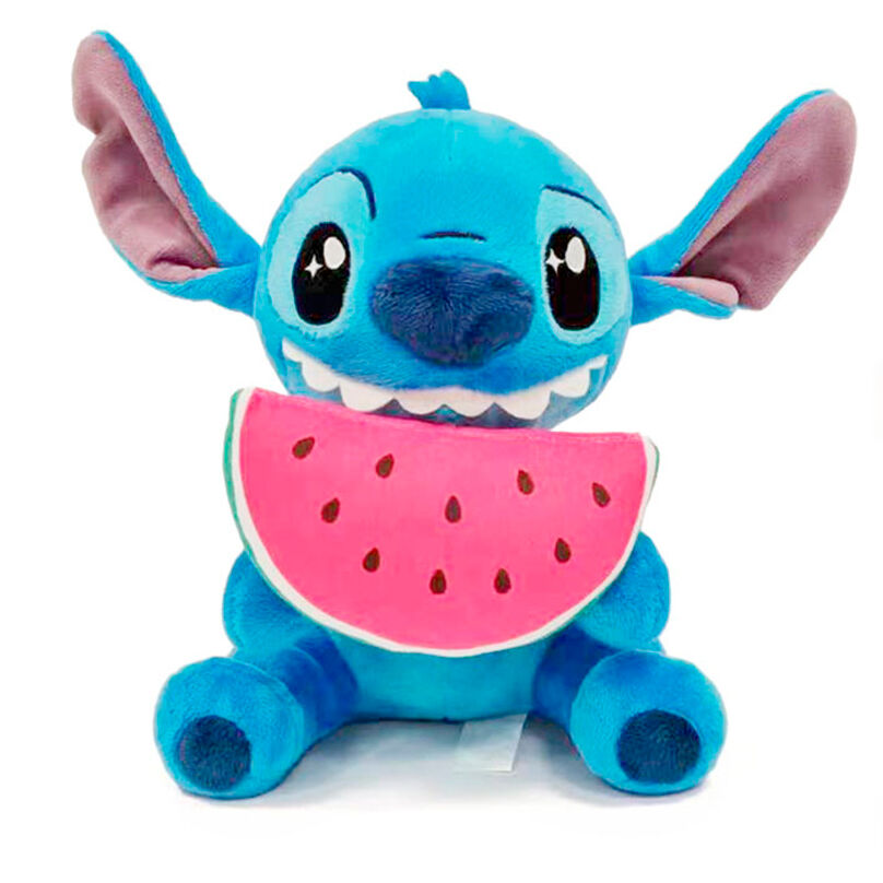 Peluche azul de Stitch Disney con una rodaja de sandía