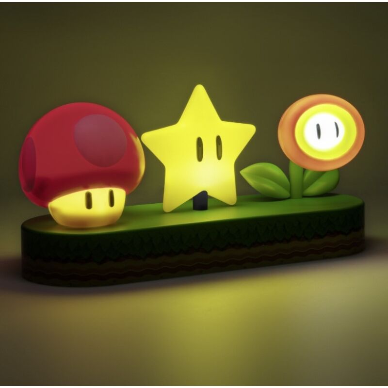 Lámpara Icons de Super Mario Bros con champiñón, estrella y flor de fuego - 2