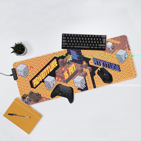 Alfombrilla gaming Minecraft de Paladone con diseño pixelado amarillo y naranja - 3