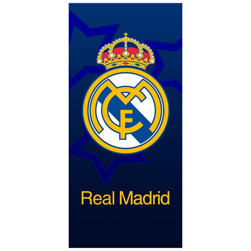 Toalla azul de algodón con escudo del Real Madrid
