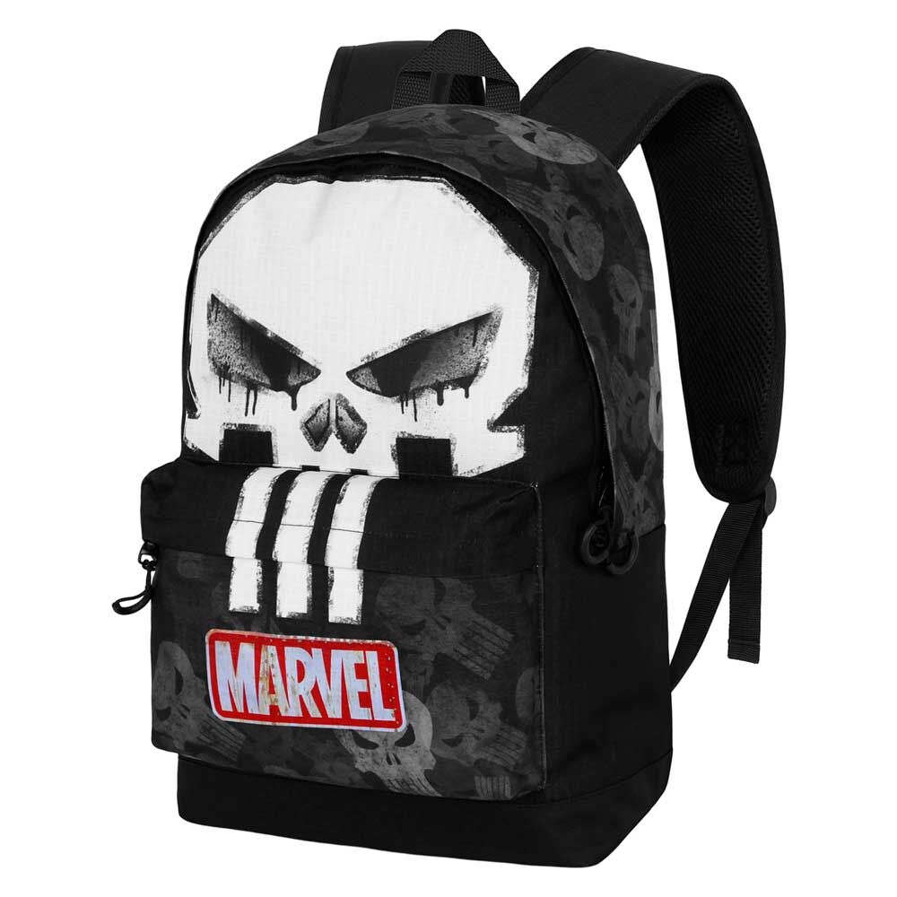 Mochila negra Skull Punisher Marvel con calavera blanca y logo rojo - 4