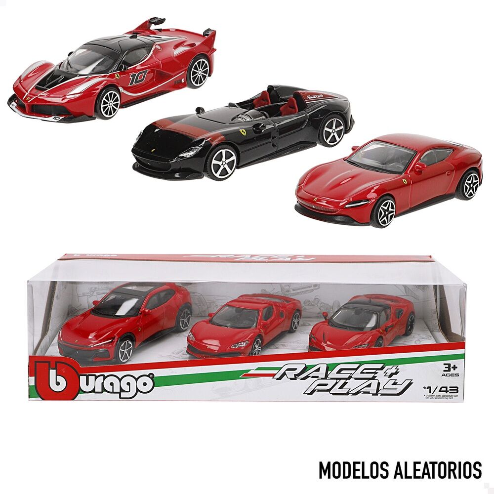 Blíster Burago con tres coches Ferrari rojos a escala 1:43 - 2