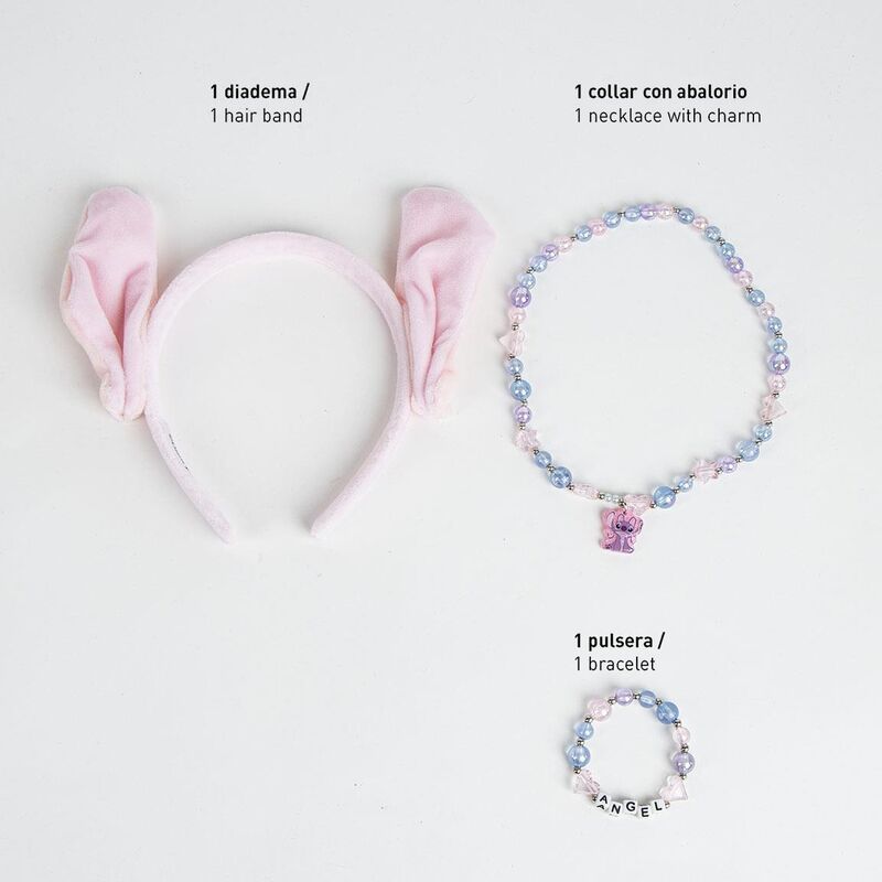 Set de accesorios para el cabello Angel Disney Stitch con diadema rosa - 3