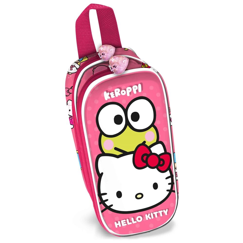 Portatodo 3D rosa de Hello Kitty y Keroppi con dos compartimentos