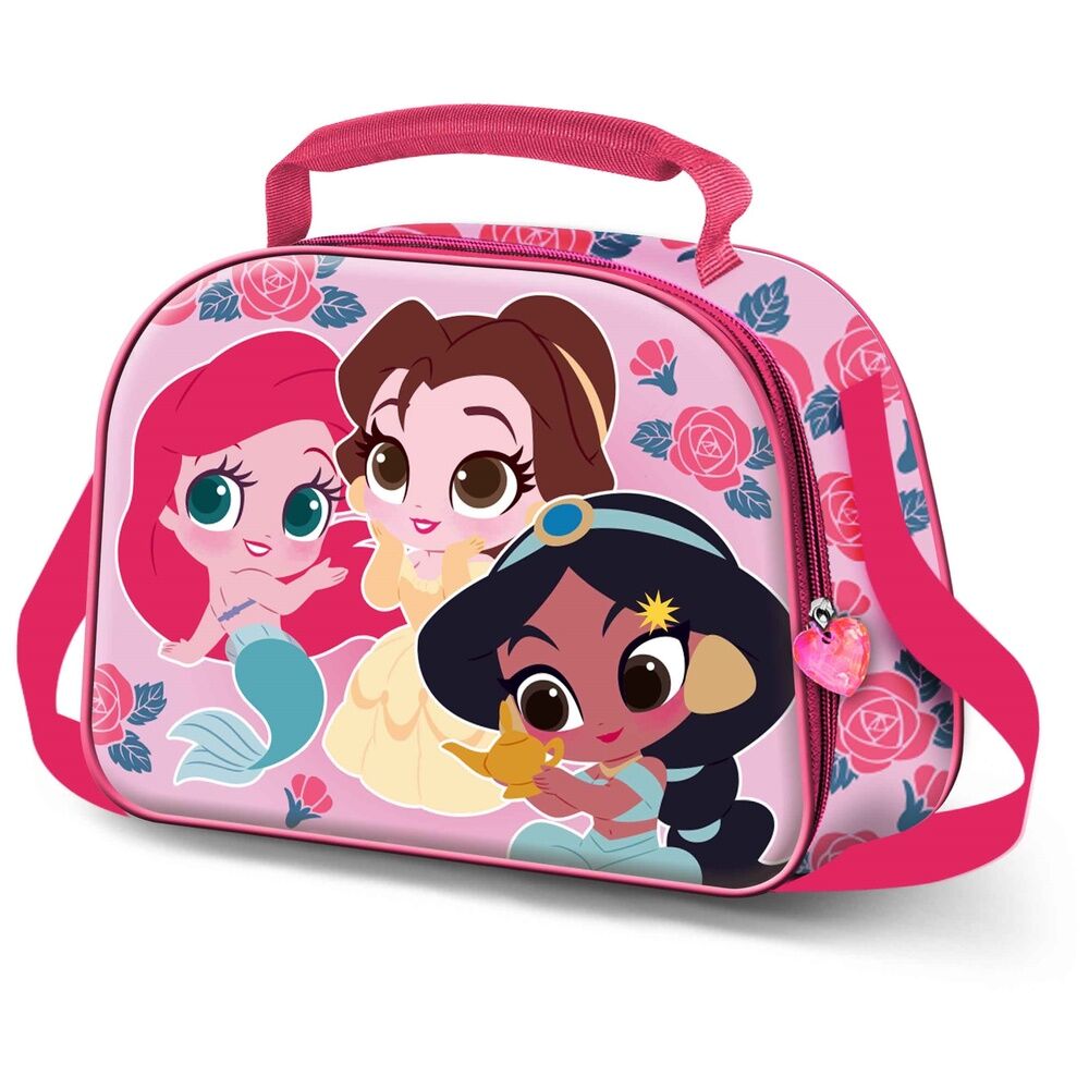 Bolsa portameriendas rosa 3D de Princesas Disney con flores - 4