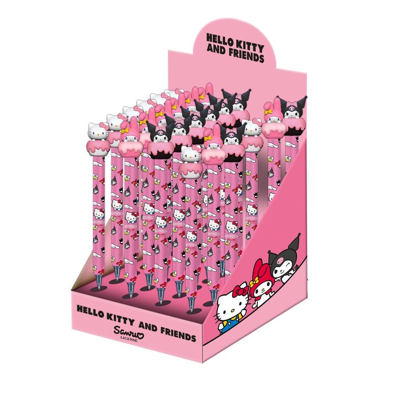 Expositor de bolígrafos borrables surtidos Hello Kitty and Friends en color rosa