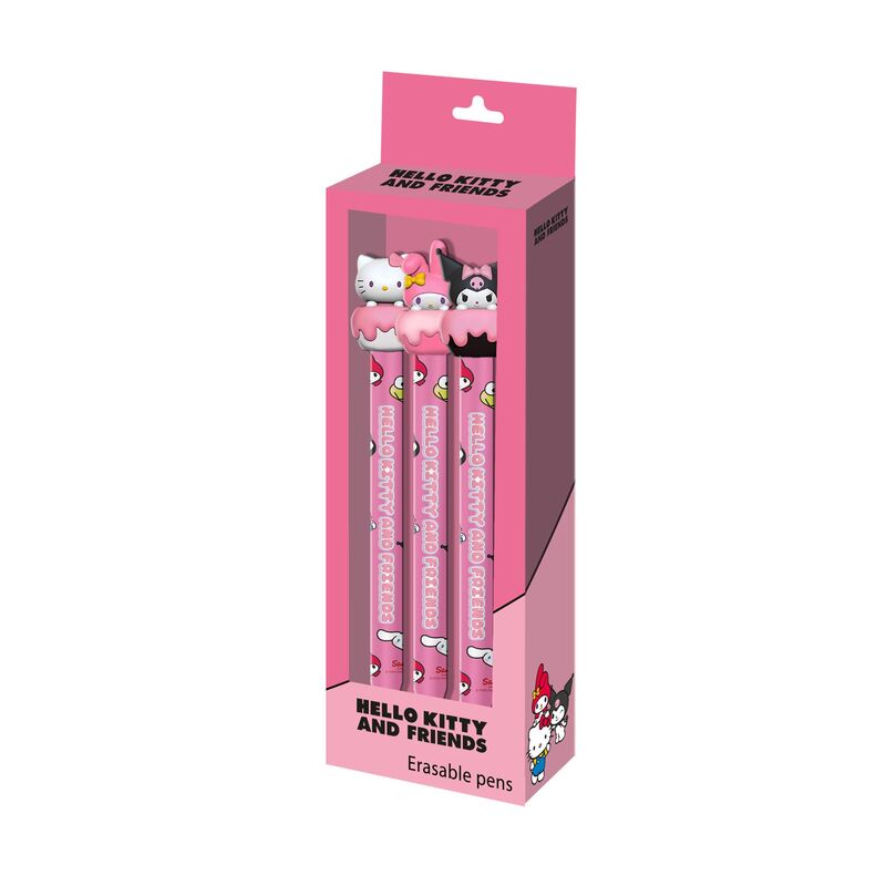 Pack de 3 bolígrafos de gel borrables Hello Kitty and Friends