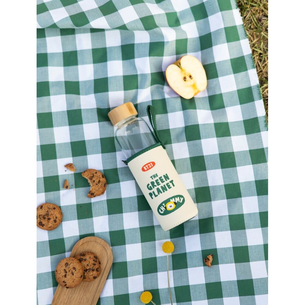 Botella de cristal Chimmy BT21 con funda ilustrada y asa - 7