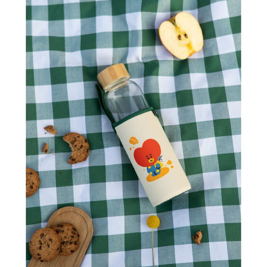 Botella de cristal Tata BT21 con funda de neopreno y tapón de bambú - 4