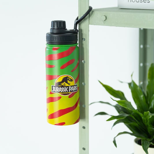 Botella ERIK Jurassic Park de acero inoxidable con diseño verde, amarillo y rojo - 5