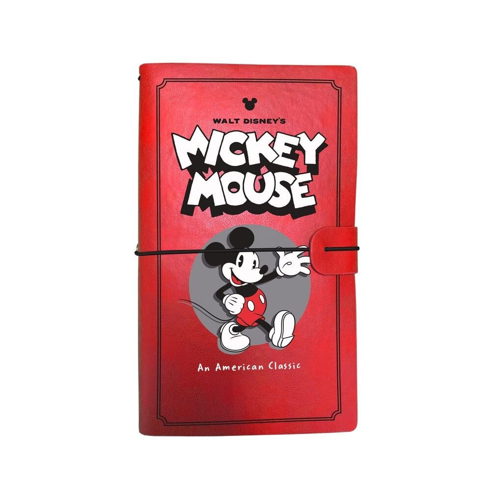 Cuaderno de viaje rojo de Mickey Mouse con cierre elástico