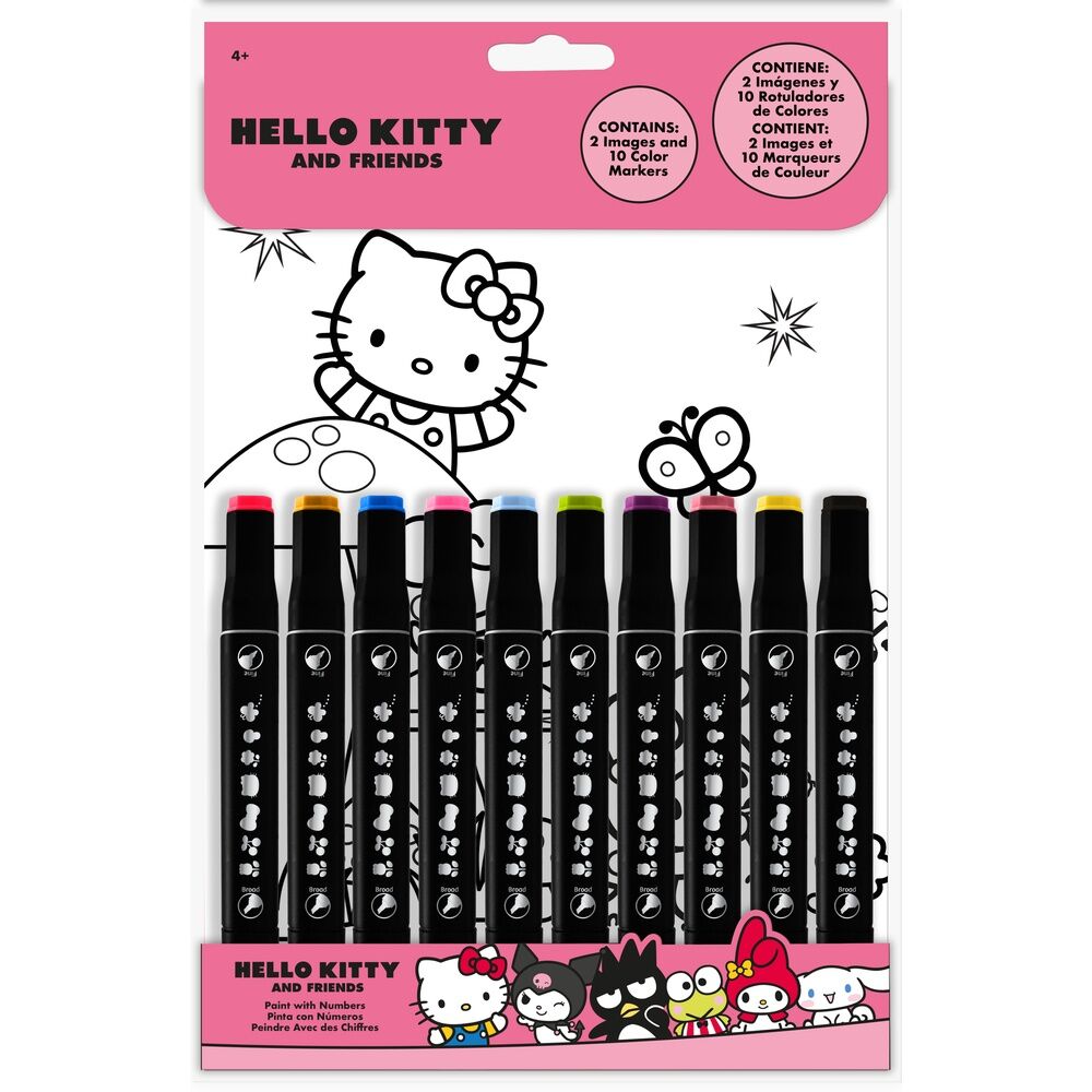 Set Pinta con Números Hello Kitty and Friends con 10 rotuladores