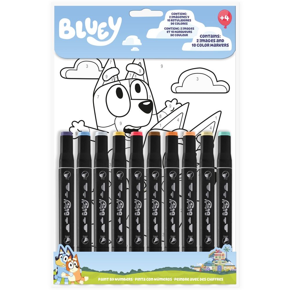 Set de pintar por números de Bluey con 10 rotuladores