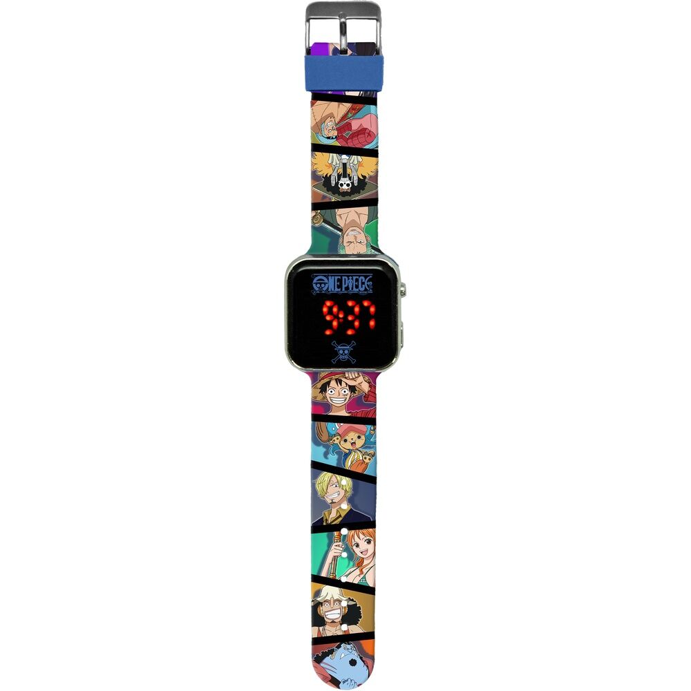 Reloj LED One Piece con correa estampada y pantalla roja - 2