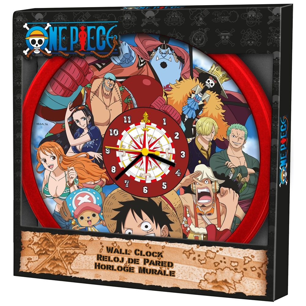 Reloj de pared One Piece con marco rojo y personajes de la serie - 2