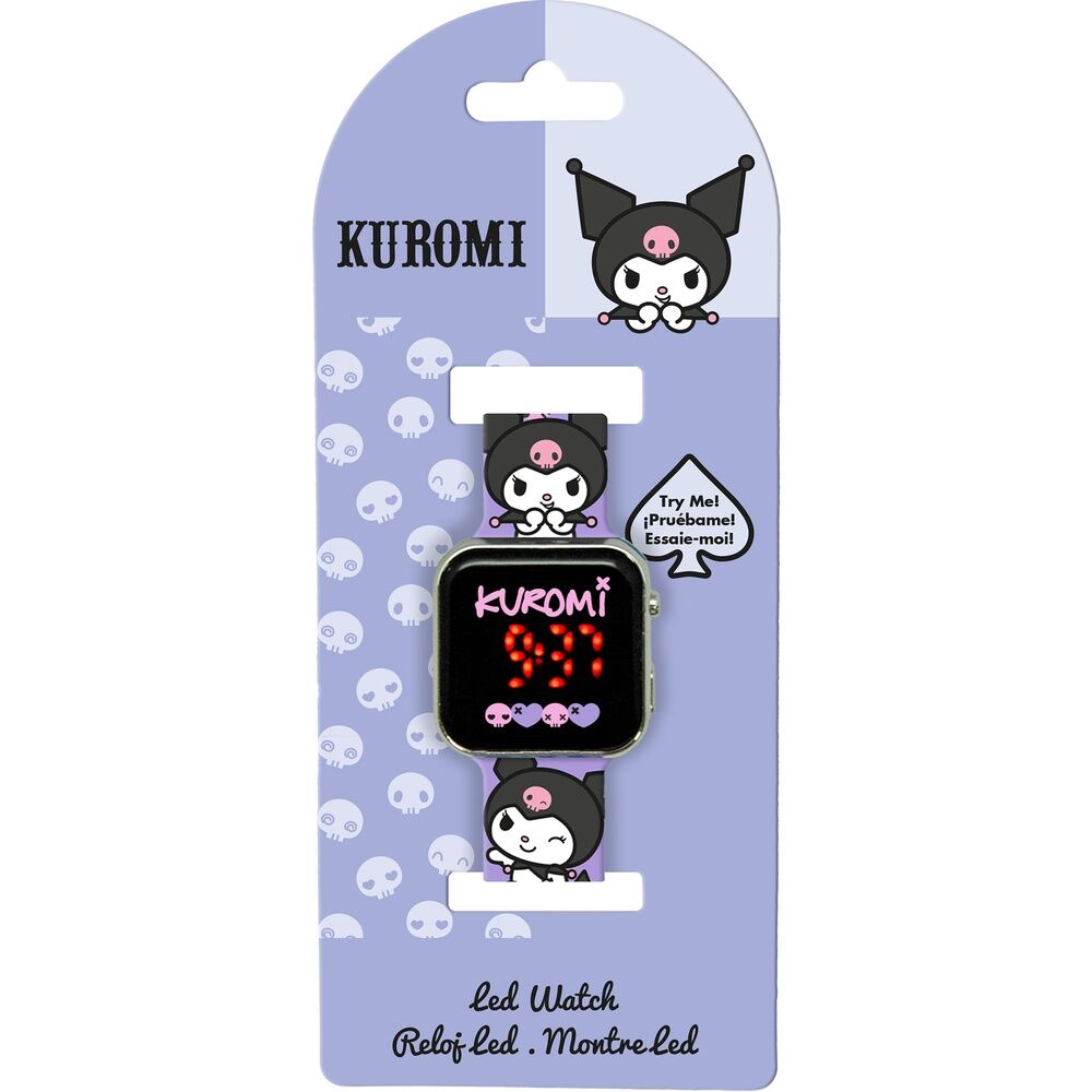 Reloj LED morado de Kuromi con correa decorada - 2