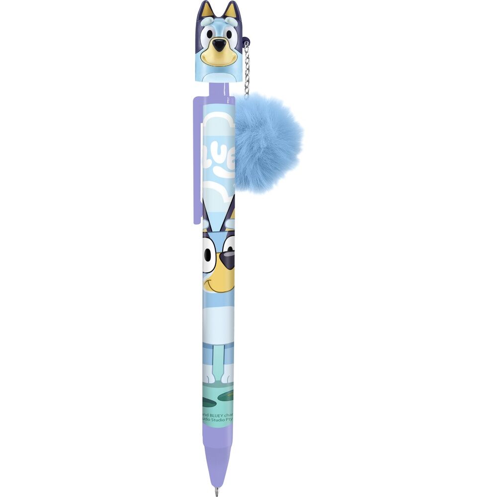 Bolígrafo azul de Bluey con topper y pompón - 2