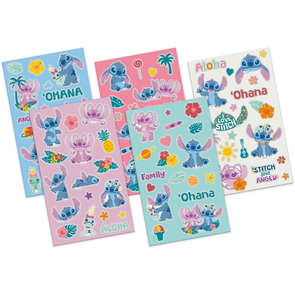 Set de cinco hojas de pegatinas de Stitch Disney con motivos tropicales - 2