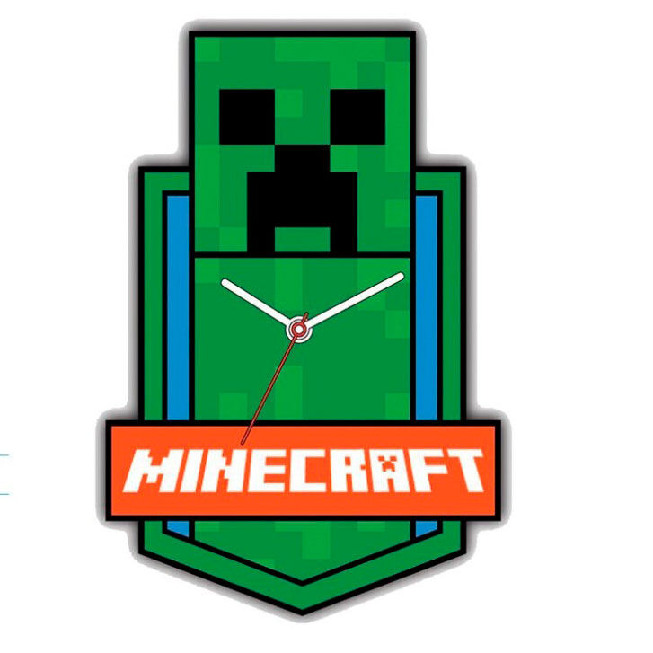 Reloj de pared Minecraft con diseño verde del Creeper