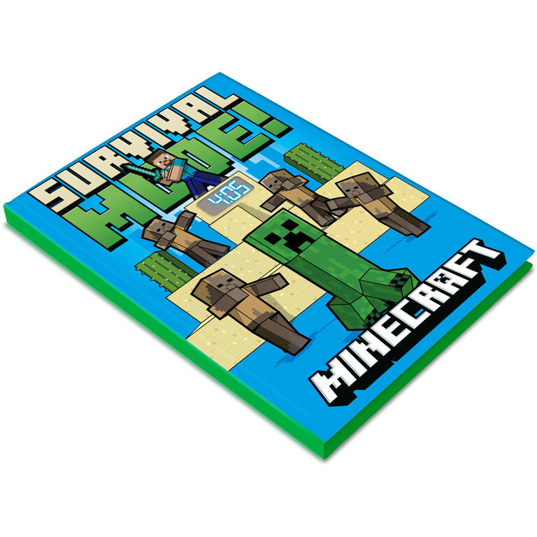 Cuaderno Minecraft con reloj LED y personajes pixelados - 3