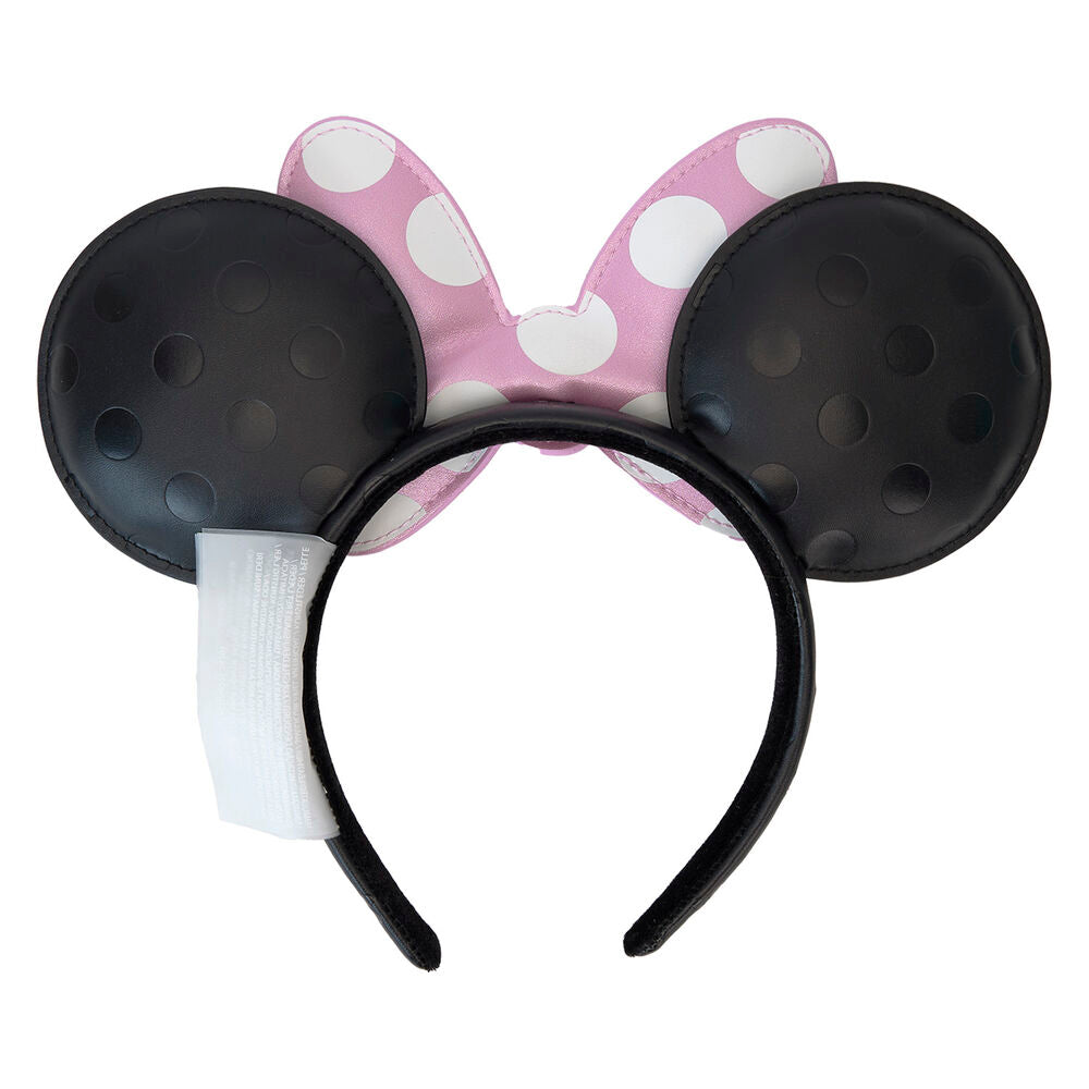 Diadema Loungefly de orejas Minnie con flores bordadas y lazo rosa de lunares - 3