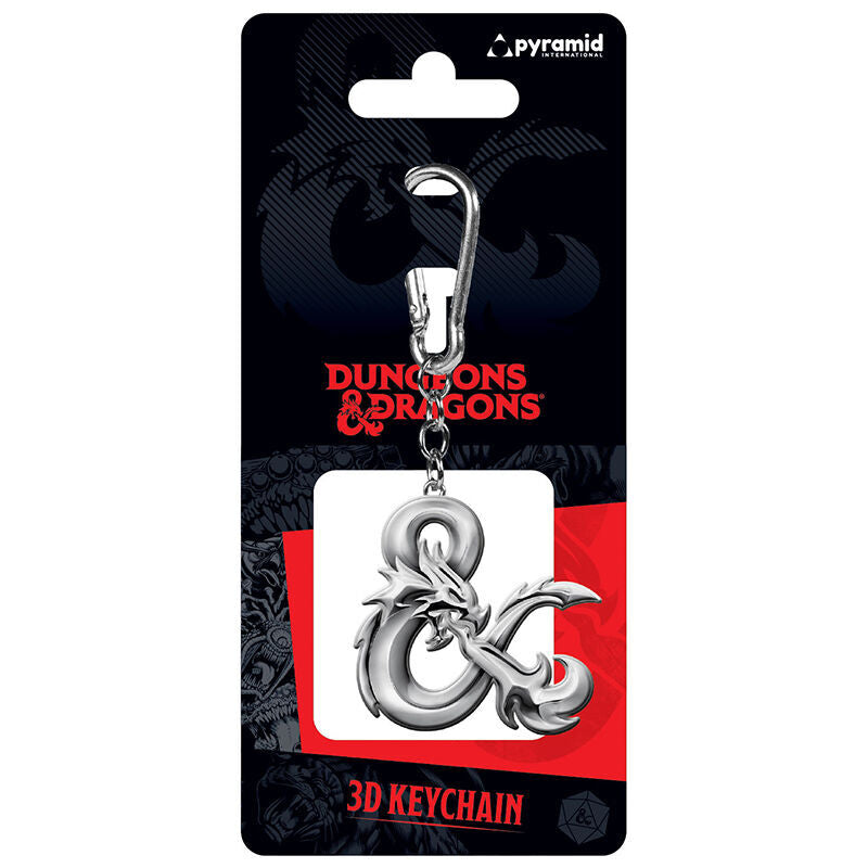Llavero 3D plateado del logo Ampersand de Dungeons & Dragons