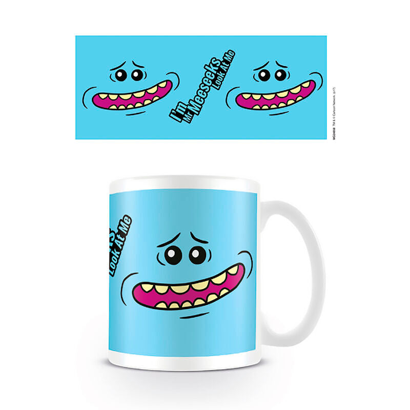 Taza azul de cerámica de Mr. Meeseeks de Rick and Morty