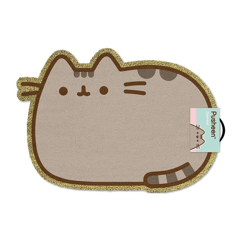 Felpudo Pusheen con forma de gato en tonos beige y marrón