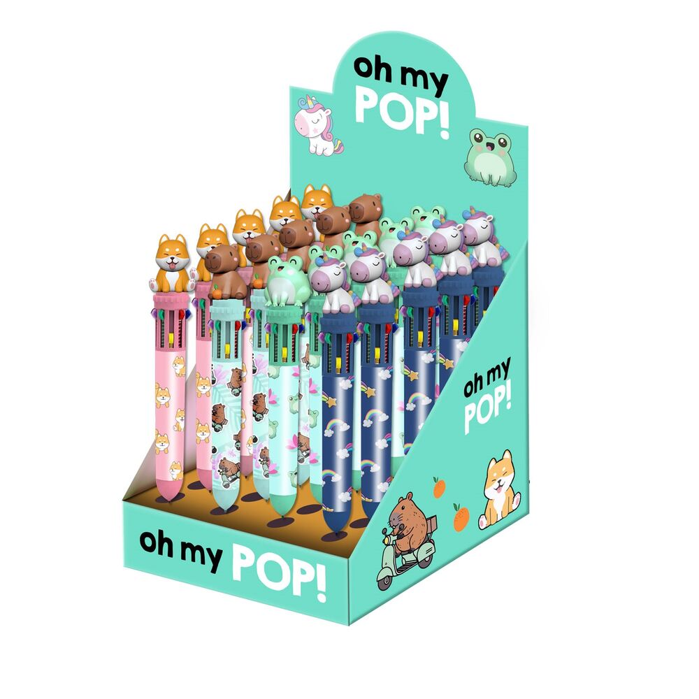 Bolígrafo Oh My Pop! surtido de 10 colores con figuras de animales