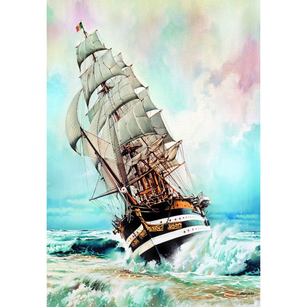 Puzzle Clementoni de 1000 piezas con el velero Amerigo Vespucci navegando entre olas - 2
