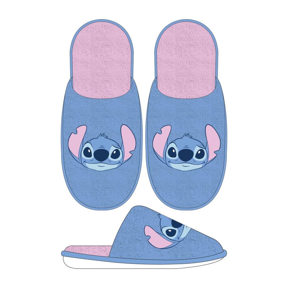 Pantuflas azules de Stitch Disney con interior rosa