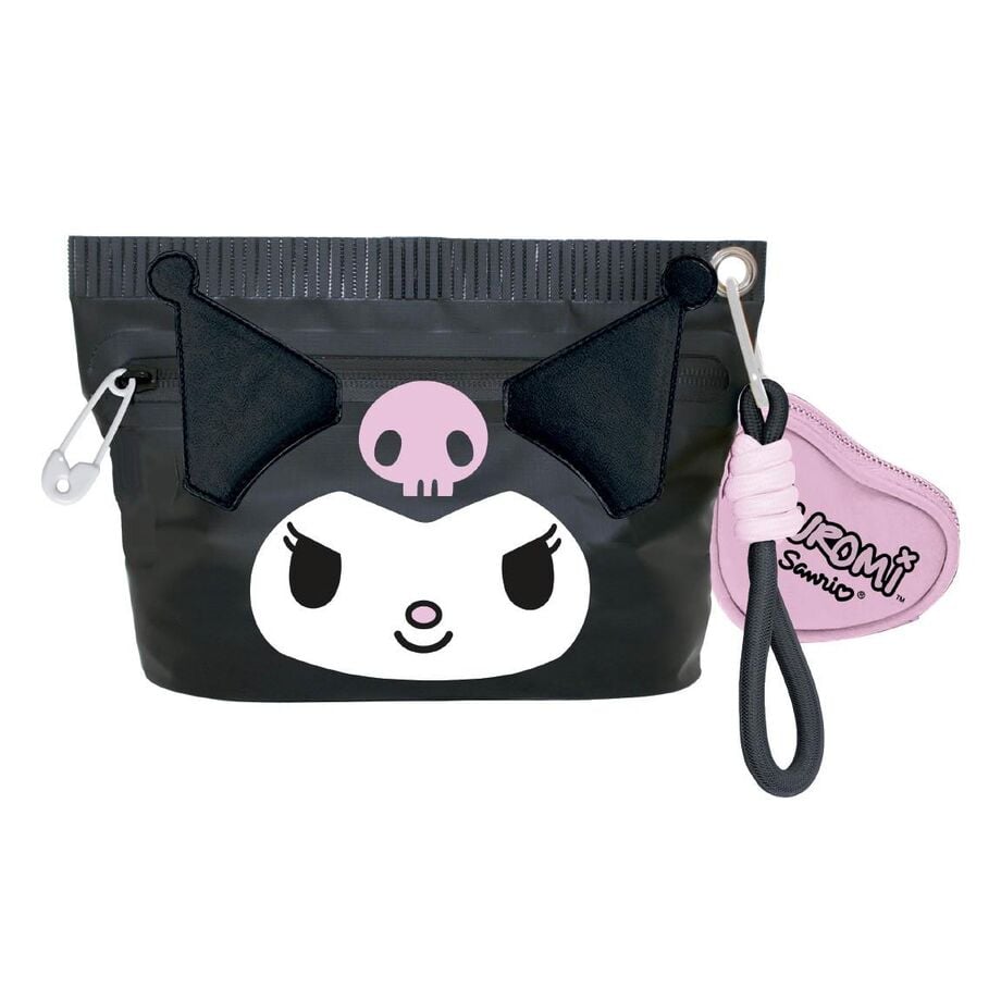 Neceser de viaje negro de Kuromi con detalle rosa