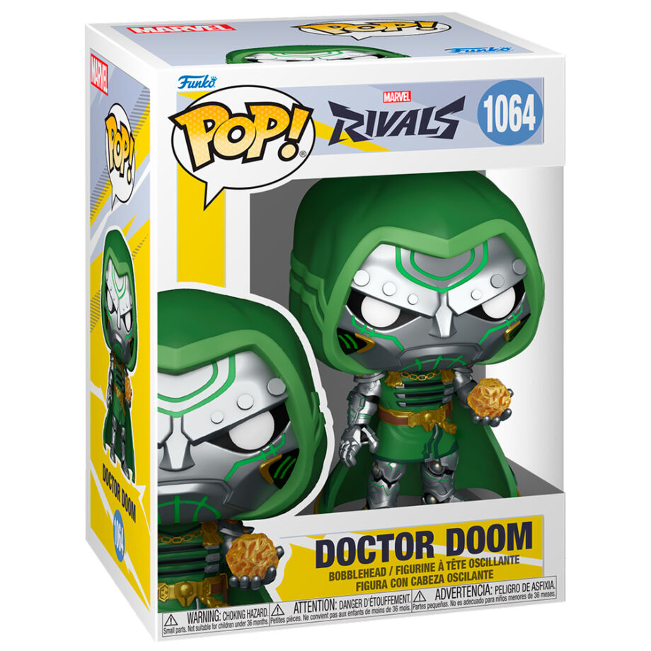 Figura Funko POP! de Doctor Doom de Marvel Rivals con armadura verde y plateada - 2