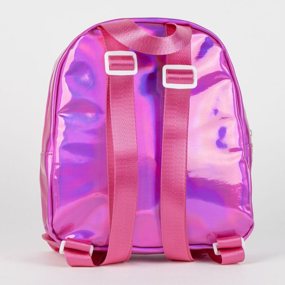 Mochila casual Barbie rosa iridiscente con bolsillos con cremallera - 2