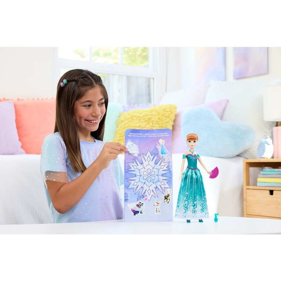 Muñeca Anna de Frozen con vestido turquesa y abanico - 6