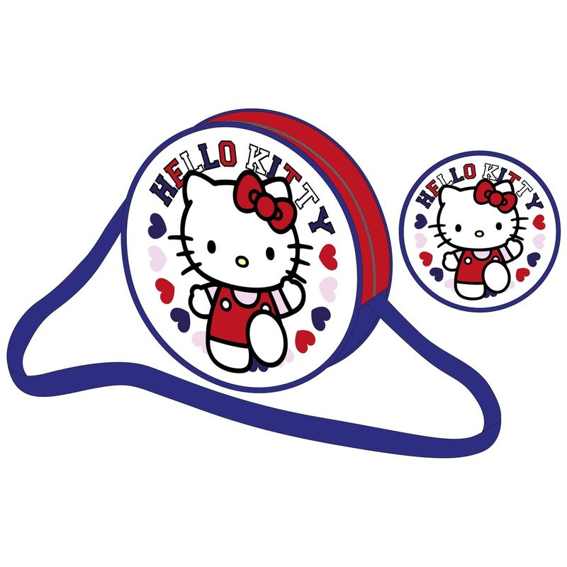 Bolso bandolera redondo de Hello Kitty con corazones