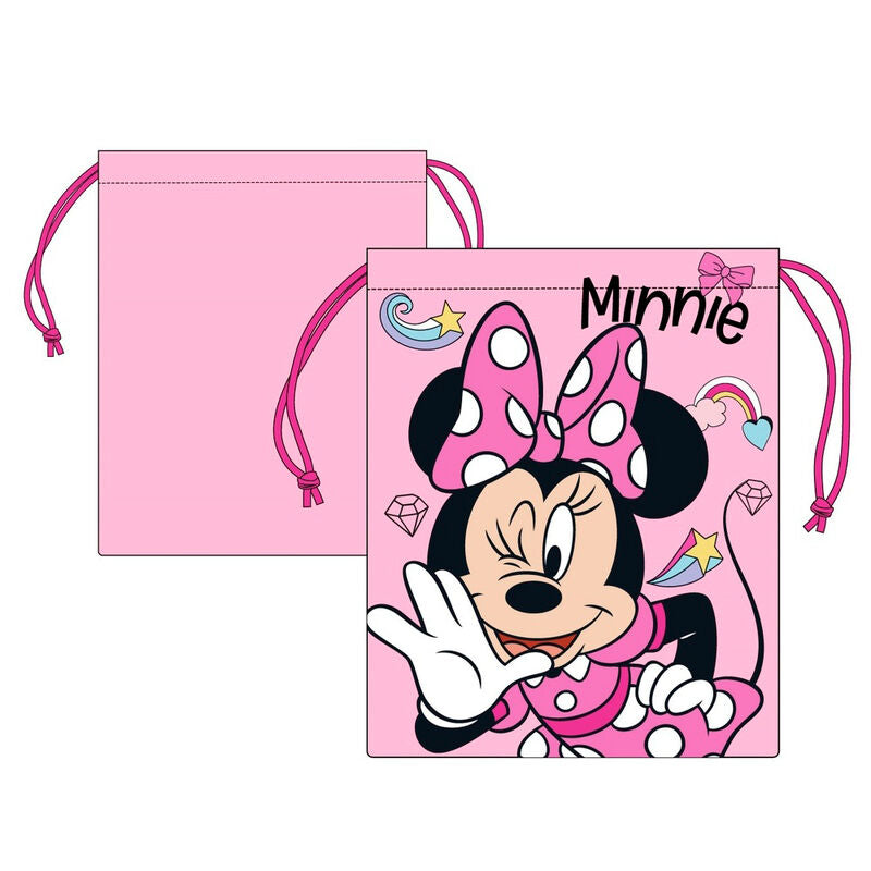 Bolsa portamerienda rosa de Minnie Disney con cordones