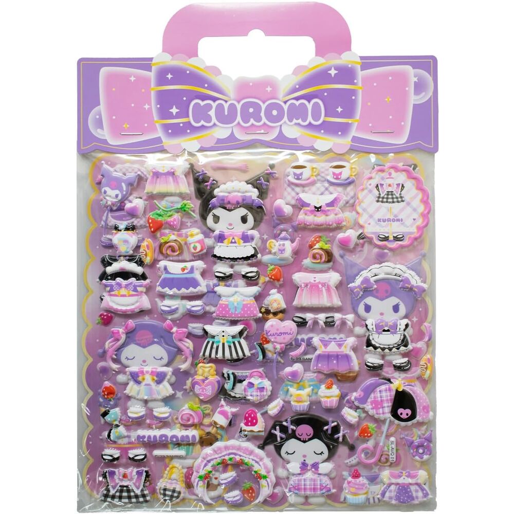 Pegatinas en relieve surtidas de Kuromi en tonos rosa y morado - 3