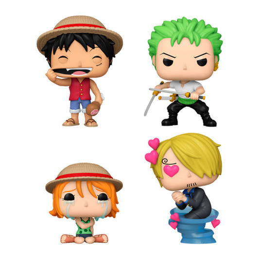 Blíster Funko POP! Exclusive con cuatro figuras de One Piece: Luffy, Zoro, Nami y Sanji - 2