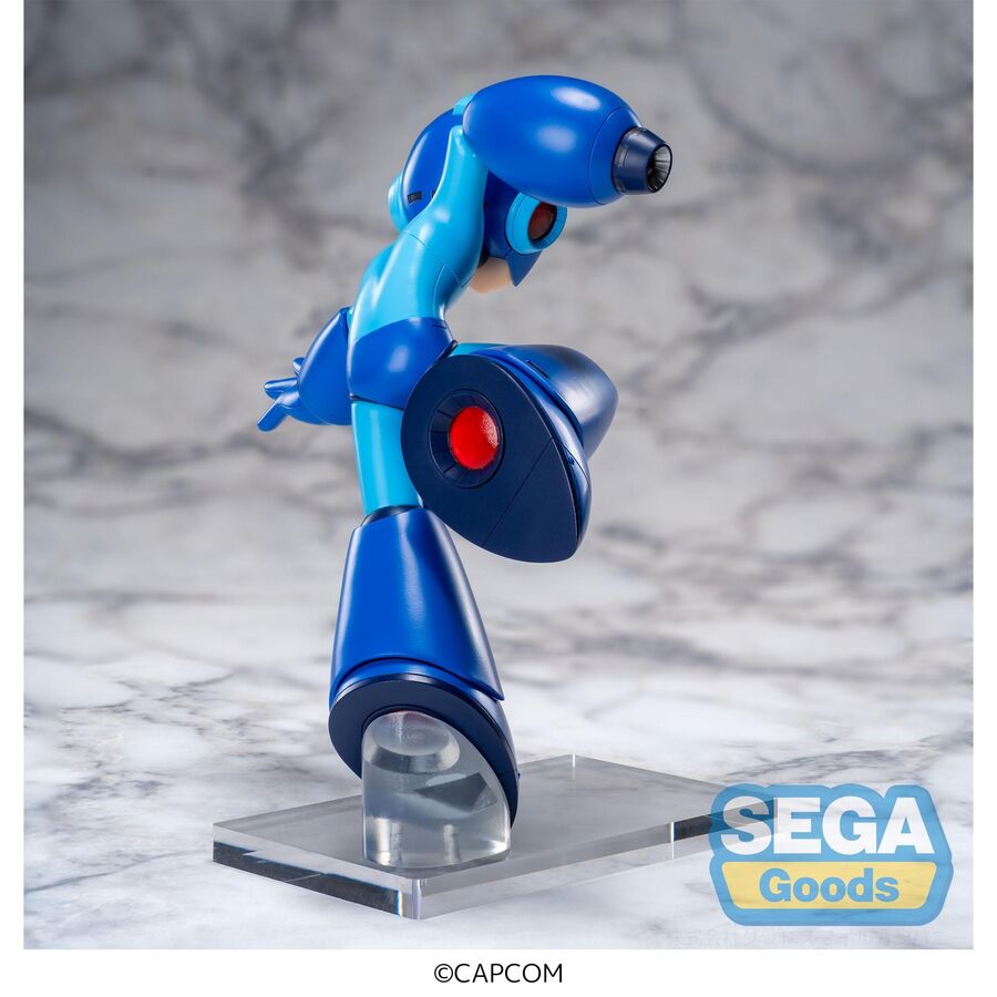 Figura Mega Man Luminasta azul de PVC en pose dinámica con base - 2