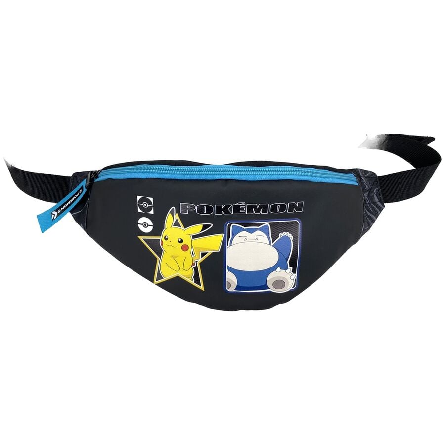 Riñonera Pokémon Geo negra con Pikachu y Snorlax